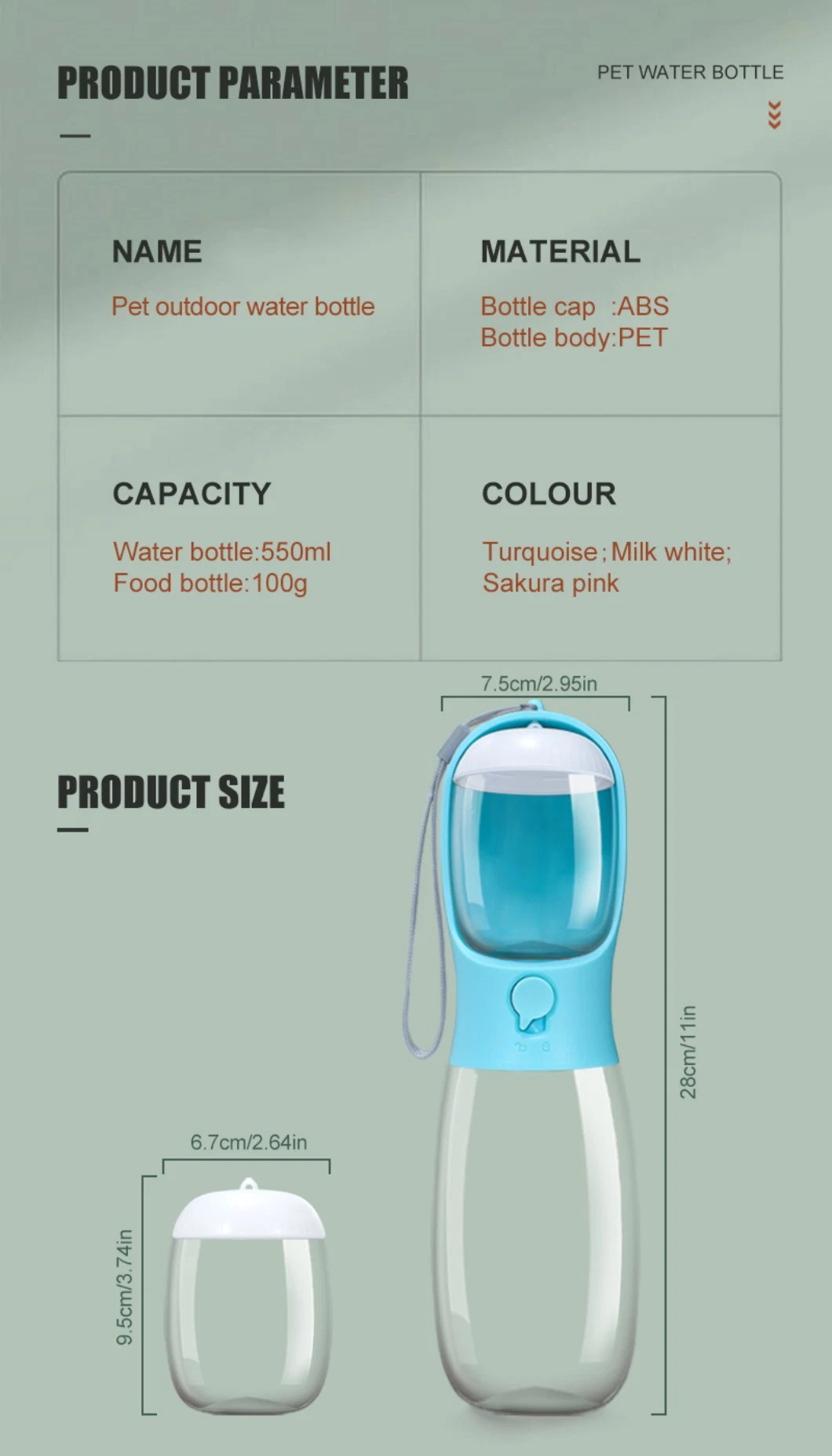 500ml Pet New Product Two-in-One Water and Food Cup