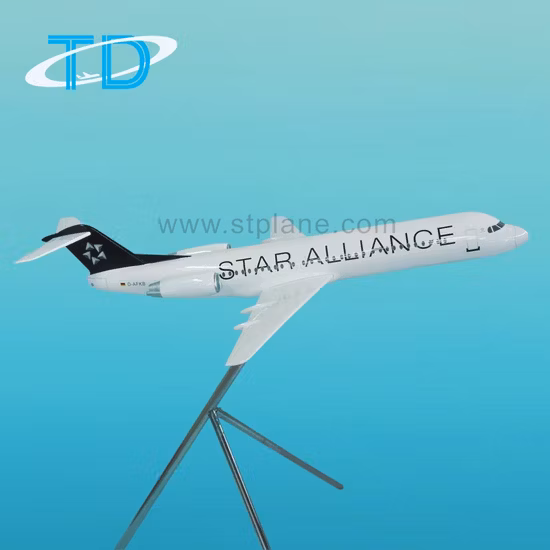Modelo de exhibición de resina de avión civil Fokker 100 de Star Alliance